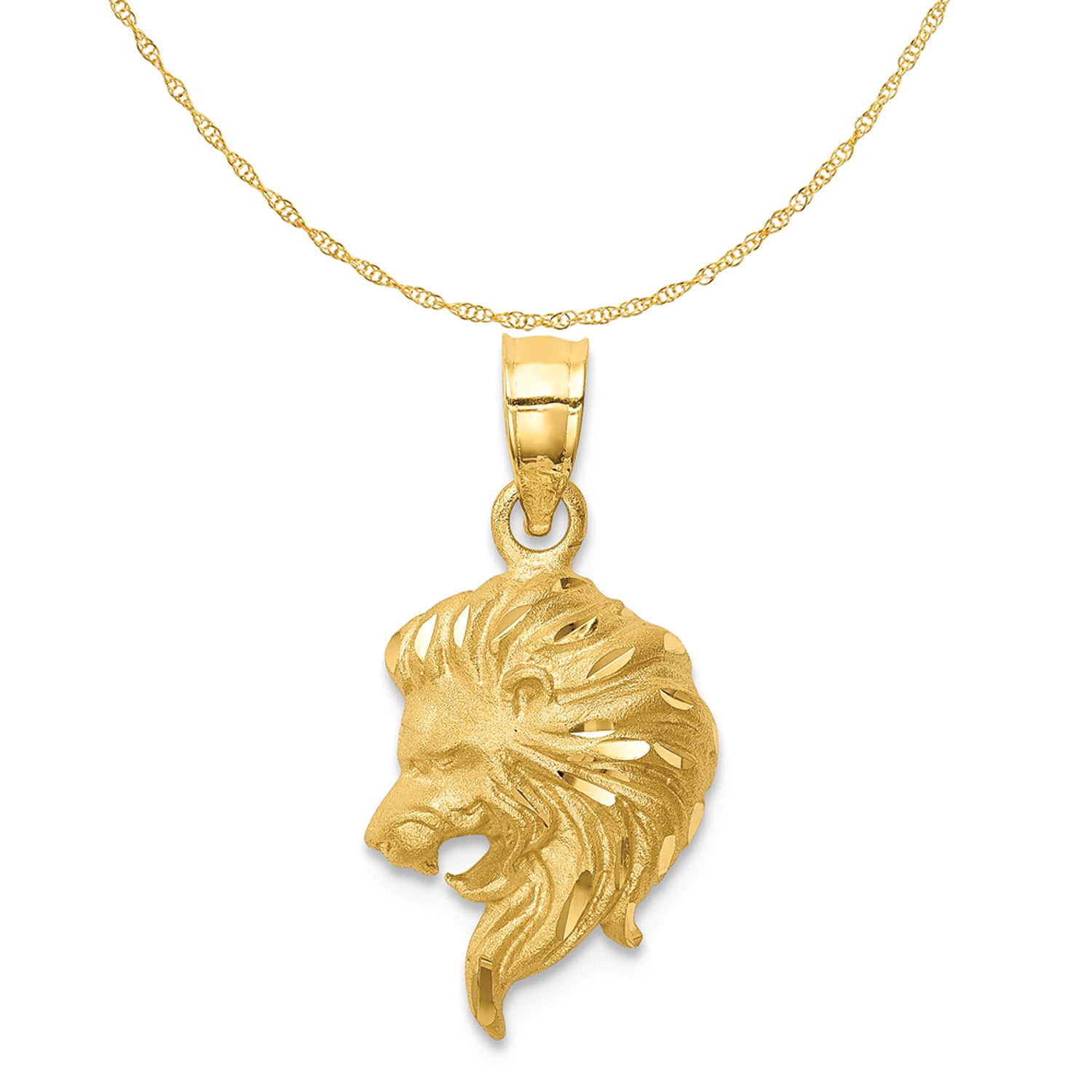 NYFASHION101 Stone Stud Roaring Tiger Head Pendant Pendant with 4mm Cuban Chain Necklace