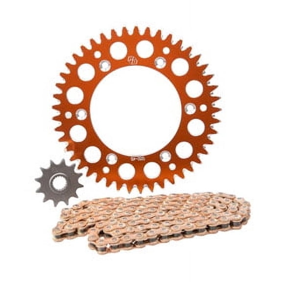 Primary Drive Alloy Kit & Gold Plated MX Race Chain Orange Rear Sprocket For Husqvarna FC 350 2023-2024