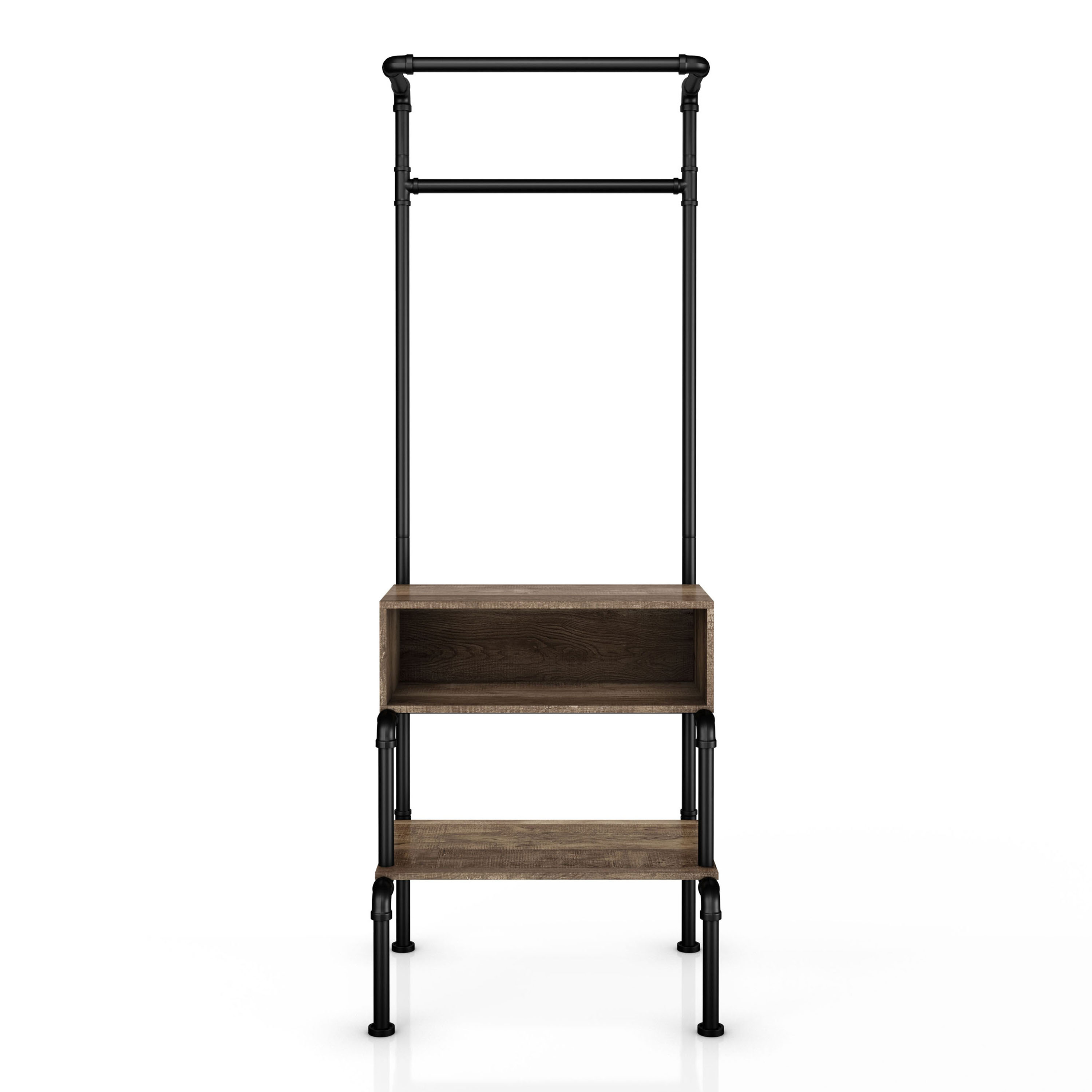 Furniture of America Vira Storage Hall Tree, Reclaimed Oak