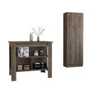 FM FURNITURE York 2-Piece Modern Engineered Wood Kitchen Set in White/Oak