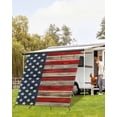 thumbnail image 4 of 4th of July RV Awning Sun Shade Screen 9'X7' USA Flag Mesh Sunscreen Patriotic Stars Stripes Retro Wood Grain Awning Shade Screen with Zipper UV Blocker Completed Kits for RV Motorhome Camper, 4 of 7
