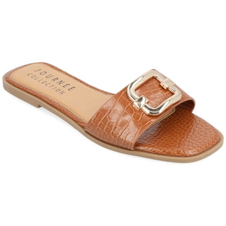 

Journee Collection Womens Joarie Tru Comfort Foam Slip On Croco Slide Sandals