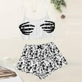 thumbnail image 5 of CAUYDY Halloween Pajamas Women Cute Printed Top and High Waist Shorts Plus Size Pajama Set Funny Skeleton Sleepwear(White,L), 5 of 6