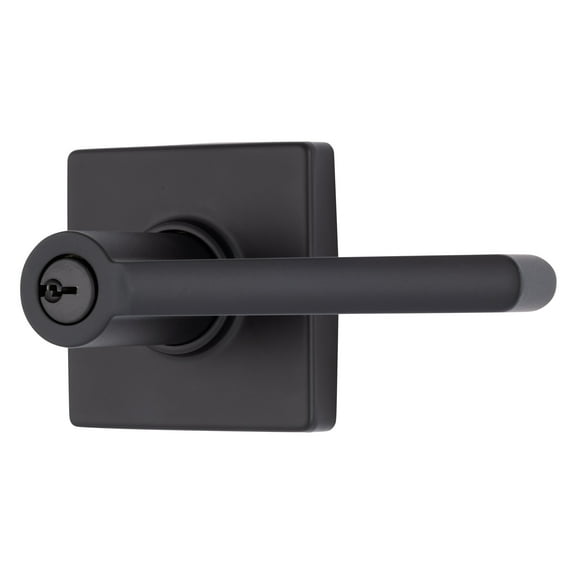 Brinks Contemporary Keyed Entry Lever Doorknob, Matte Black
