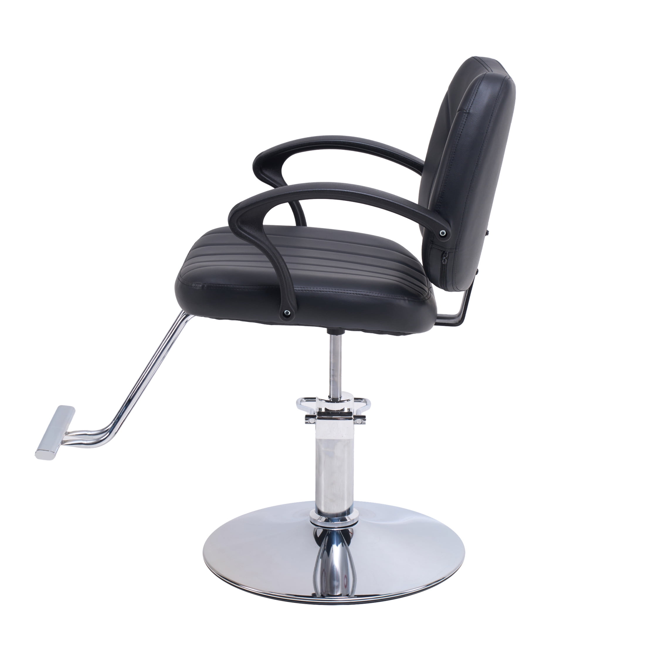 Noble House Hydraulic Barber Styling Chair with PU Upholstery, Adjustable Height, Black + Chrome