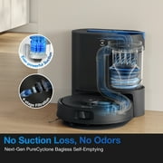 مكنسة كهربائية وممسحة روبوتية ECOVACS DEEBOT N20e Plus، محطة تفريغ ذاتية بدون أكياس، شفط 10000 باسكال، فرشاة ZeroTangle، وقت تشغيل 300 دقيقة
