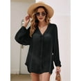 thumbnail image 2 of Button Down Swim Cover Up Shirt Long Sleeve Beach Blouse Bathing Suit Cover Ups for Women, 2 of 7