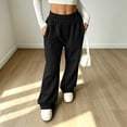thumbnail image 2 of Rexolia Women's High Waist Brushed Fleece Sweatpants Wide Leg Open Bottom Warm Lounge Pants Black L, 2 of 7