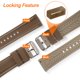 thumbnail image 5 of Correas de reloj de silicona Uxcell de 24 mm de ancho, correas de reloj de goma suaves con hebilla de tono plateado para hombres y mujeres, marrón oscuro, 5 of 6