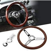 NIXFACE Universal 380mm 15Inch Grant Classic Wood Grain Steering Wheel Nostalgia Style with Horn Kit