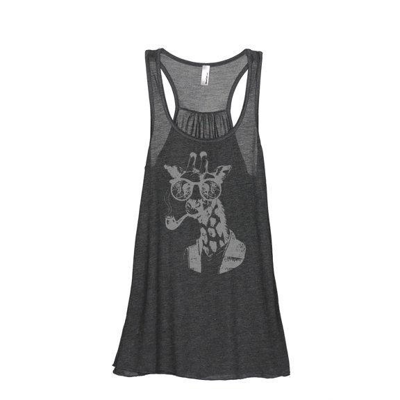 Thread Tank Hipster Giraffe Women's Sleeveless Flowy Racerback Tank Top Charcoal Small