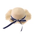thumbnail image 2 of mdesiwst Family Beach Hat Natural Straw Woven Wide Brim Sun Protection Foldable Lightweight Summer Travel Hat with Ribbon Bow Parent-child Beach Hat, 2 of 8