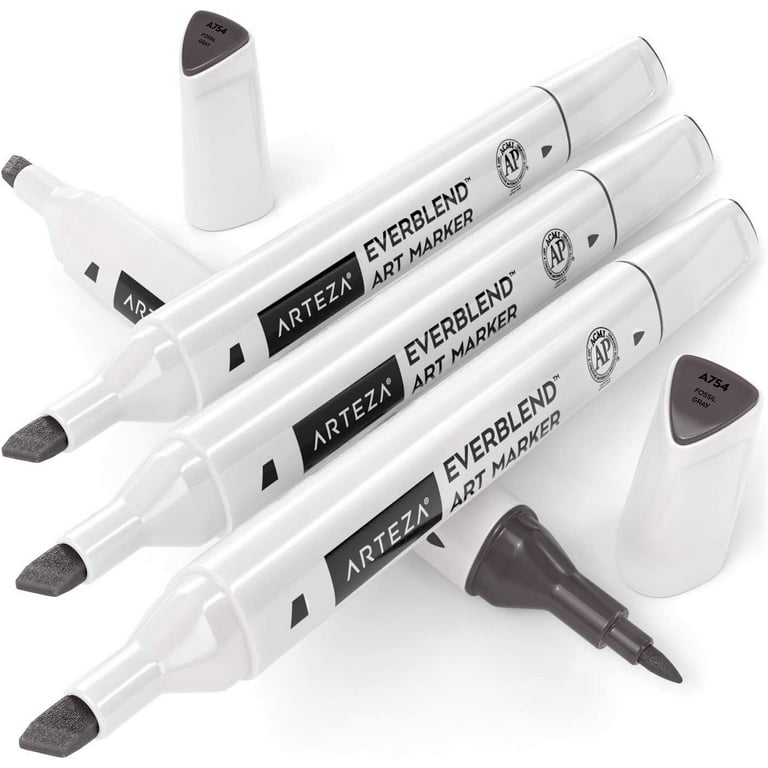 ARTEZA EverBlend Art Markers Fossil Gray A754 Set of 4, Alcohol Based  Sketch Markers with Dual Tips Fine and Broad Chisel for Painting, Coloring,  Sketching and Drawing 