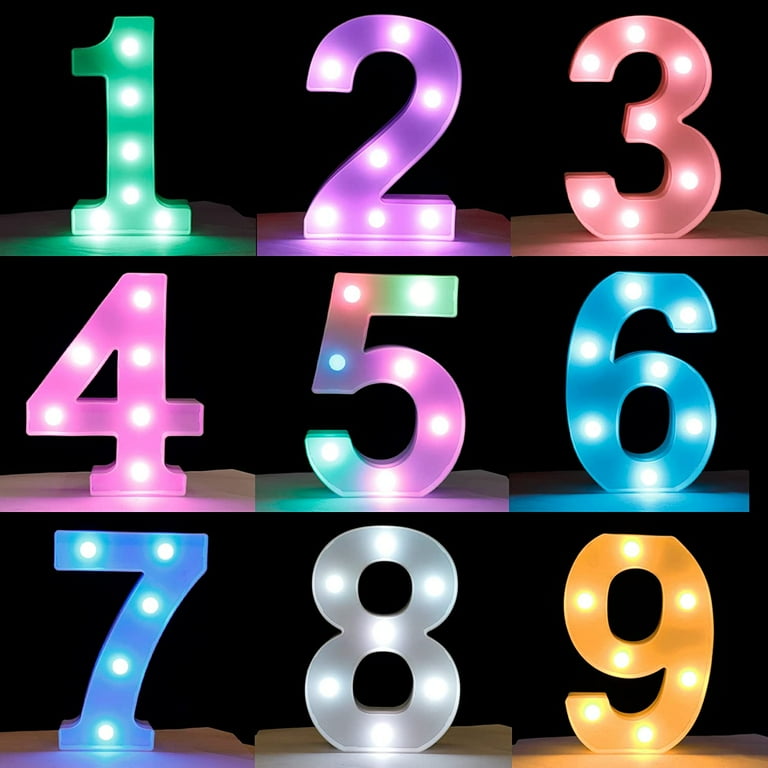 Colorful Light Up Numbers with Remote,Color Changing LED Marquee