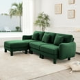 thumbnail image 4 of Boucle Fabric L Shape Sectional Sofa With Removable Ottoman And Shell Shaped Armrests Modern Green Couch For Living Room, 4 of 9