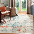 thumbnail image 1 of Safavieh Madison Collection MAD478B Modern Abstract Non-Shedding Stain Resistant Living Room Bedroom Area Rug, 6'7" x 6'7" Square, Cream / Orange, 1 of 2