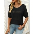 thumbnail image 5 of Womens Summer Tops Short Sleeve Crew Neck Knit Sweaters Black L, 5 of 7
