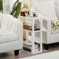 thumbnail image 7 of LELELINKY 2pc 3-Tier Narrow Side Table with Charging Station, Wood Nightstand with USB Ports for Small Spaces, White, 7 of 7