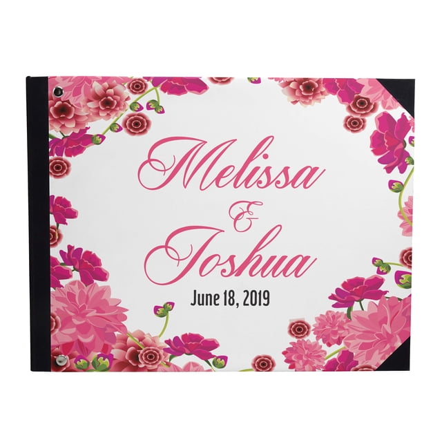 Darling Souvenir Livre d'Or de Mariage Anniversaire Couverture Rigide Imprimée Florale Blanche-9 x 12 Pouces