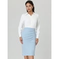 thumbnail image 2 of DARING DIVA Women's Ruched Bodycon Midi Pencil Skirt M Light Blue, 2 of 6