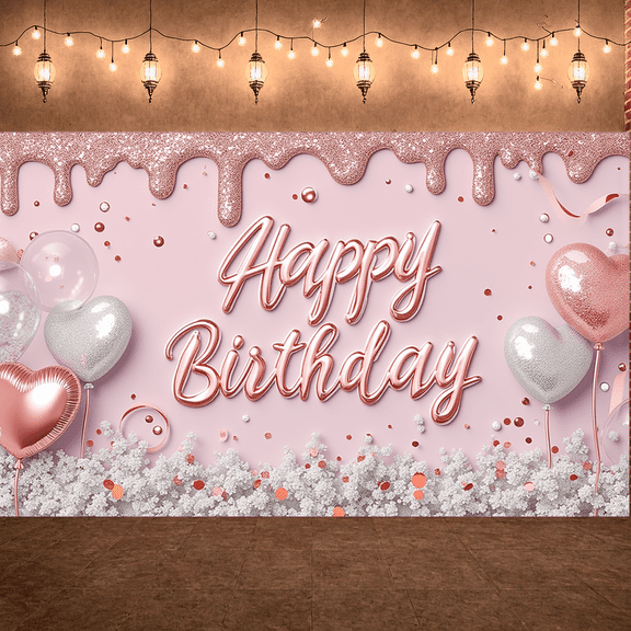 Decorative Design Banner Light Purple Balloon Cake Decoration Celebration Banner for Birthday Party Photo Shoot Event Decoration