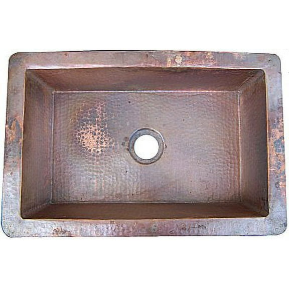 Natural Color Flat Hammered Copper Kitchen Sink II