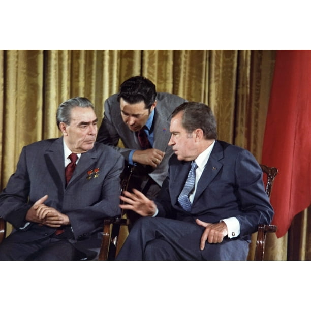 President Richard Nixon And Secretary Leonid Brezhnev At Summit Of