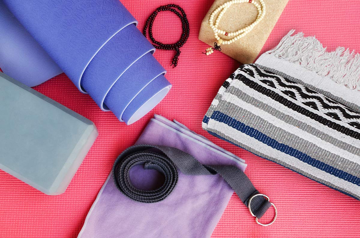 Americanflat Authentic Mexican Yoga Blanket - Soft Woven Cotton and Polyester Falsa Blanket in Blue Striped