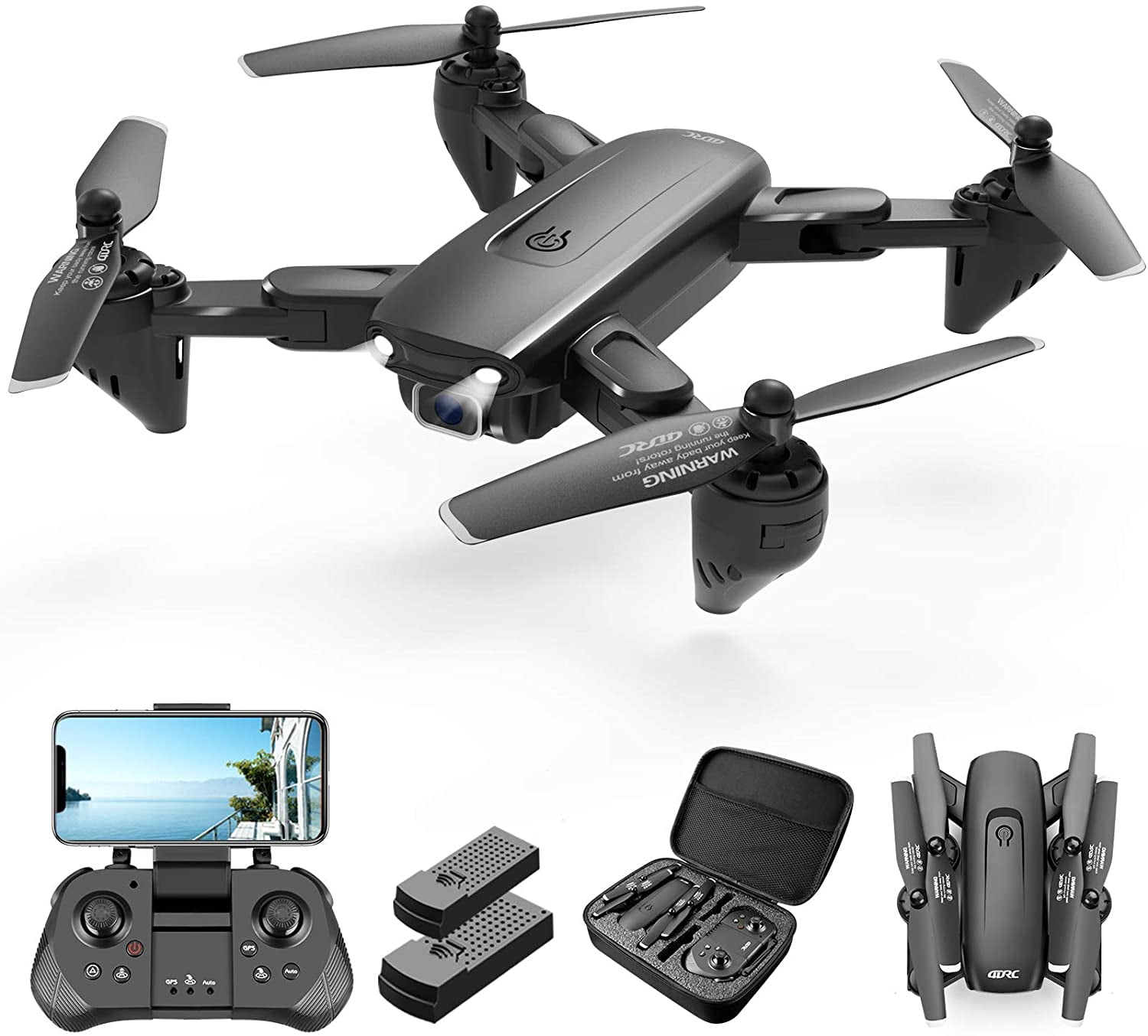 4DRC F6 Drone with Camera for Adults and Kids 1080P HD FPV Live Video Camera DroneMedium 2 Batteries Black