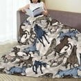 thumbnail image 5 of Horse Blanket 40" x 50" Horse Gifts for Adults Kids Fleece Flannel for Horse Animal Lovers Soft Plush Bedroom Horse Poster Decorations Decor Travel All Season Running Horse Beige Striped Background, 5 of 6