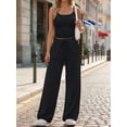 thumbnail image 6 of Women's 2 Piece Lounge Set Spring Outfits - Camisole Top & Wide Leg Pants Black XL, 6 of 9