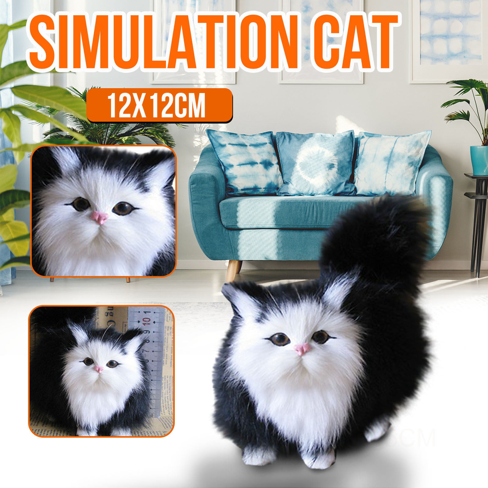 Details about   Simulation Cat Toys plush Toys Simulation Animal Models  Desktop Decoration 