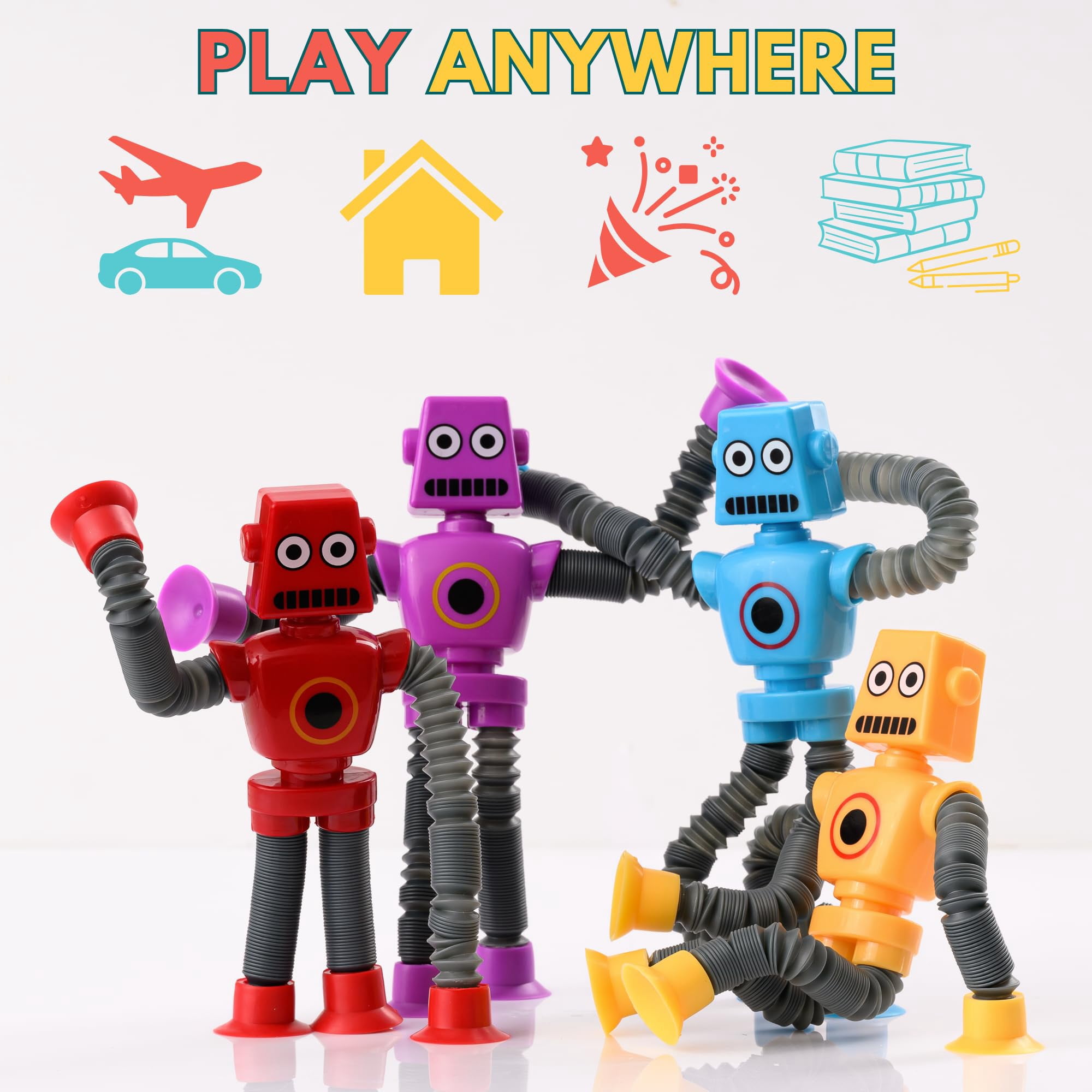 YUNOVA Mega 32pk Robot Pop Tube Bundle - Extra-Thick Sensory Toys for Autism & ADHD, School/Clinic Bulk Therapy Toys, BPA-Free Durable Fidgets with Tactile Stimulation (Ages 3-14)