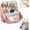 Pink, variant on Stylish Handheld Partitioned Cosmetic Bag - Large Capacity PU Leather Travel Makeup Organizer with Detachable Mirror, Adjustable Dividers & Luggage Strap - Waterproof Beauty Cas
