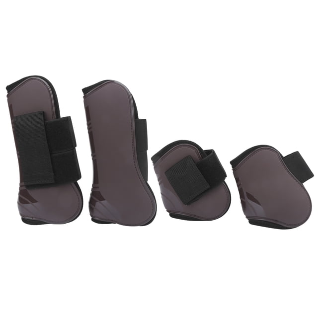 Juego de botas para tendón de caballo, Protector de pata de caballo ajustable, grueso, elástico, de PU, con gancho de nailon, 1 Juego