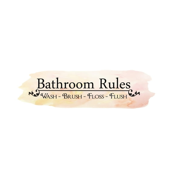 BATHROOM - Vinyl Home Bathroom Rules Quotes Decoration Wash Brush Floss Flush Lettering Art Design Removable Restroom Wall Decal Sticker 40" x 12"