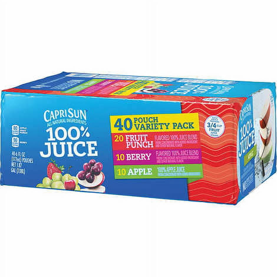 Capri Sun 100% Juice, Variety Pack, 6 fl oz, 40-count