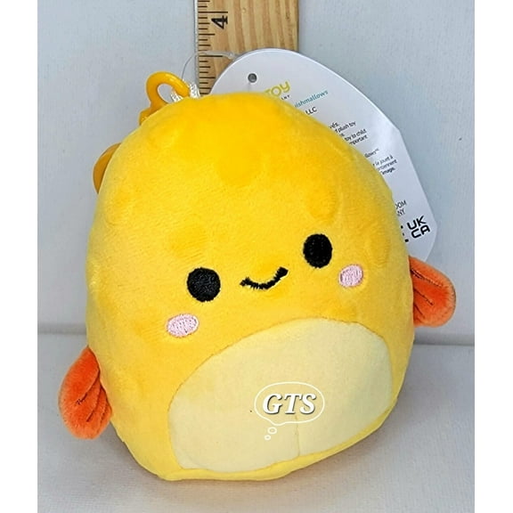 Squishmallow 3.5" Safa Puffer Fish Soft Gold Sea Life Clip Plush