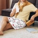 thumbnail image 5 of Balery I Love My Dad Pantalones cortos de pijama de punto de algodón para hombre con cinturilla y bolsillos-Small, 5 of 6