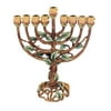 Judaica Kingdom KIJ-MEN-6095 Menorah Chanukkia Brown with Emerald Stones Green Leafs