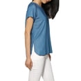 thumbnail image 3 of Allegra K Top de cambray con aberturas laterales y mangas raglán con puños para mujer Azul XS, 3 of 4