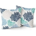 thumbnail image 2 of Summer Coastal Throw Pillow Covers Set of 2 Farmhouse Coral Branch Ocean Themed Pillowcase Soft Cotton Square Cushion Covers for Home Couch Sofa Patio Bedroom 20X 20 Inches, 2 of 6