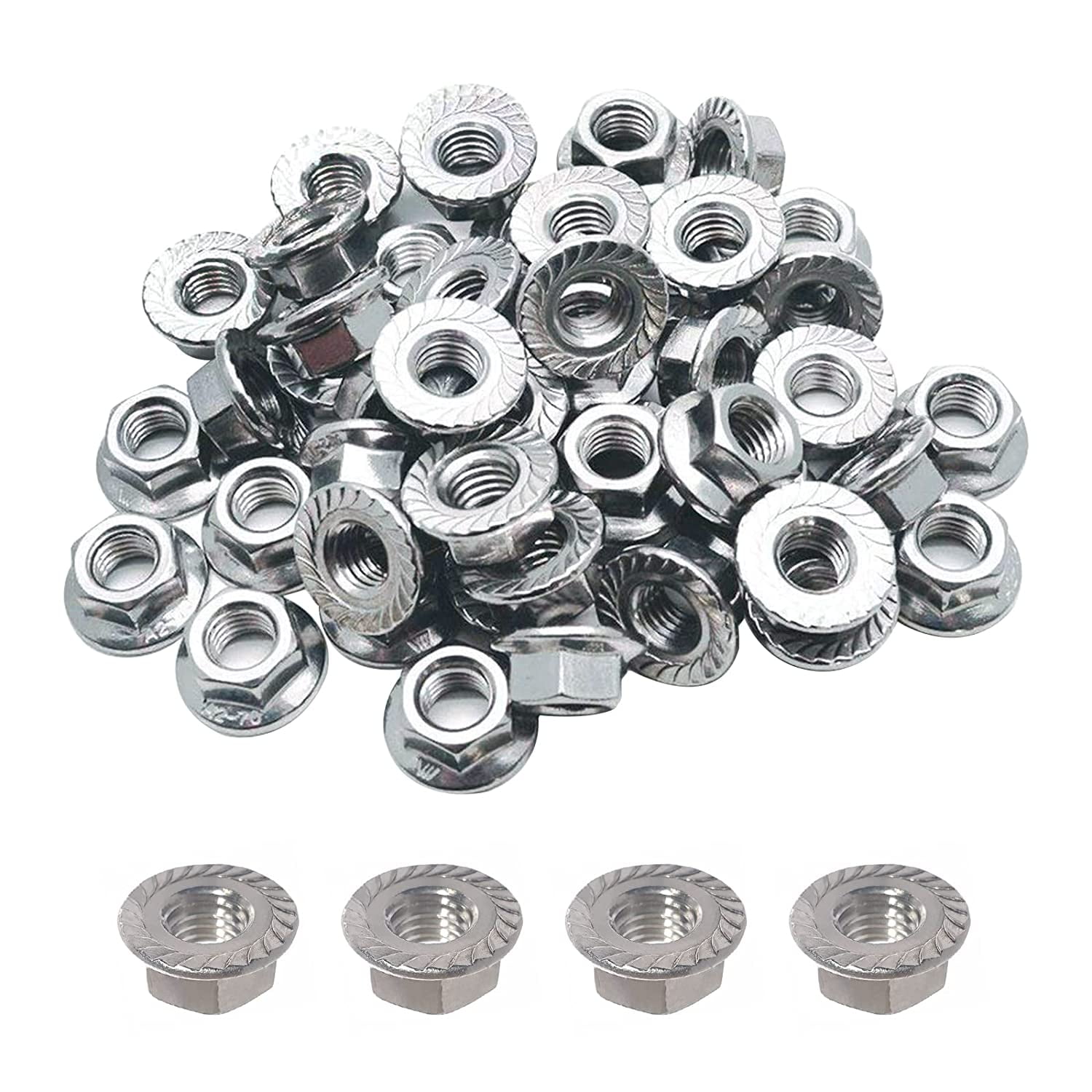 50 Pcs M6 Flange Nuts Hexagon Metric Thread Durable 304 Stainless Steel 