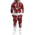 thumbnail image 5 of Mens Brushed 2‑Piece Christmas Tracksuit Hooded Pullover Top and Jogger Pants Winter Casual Athletic Outfit Deep Red M, 5 of 7