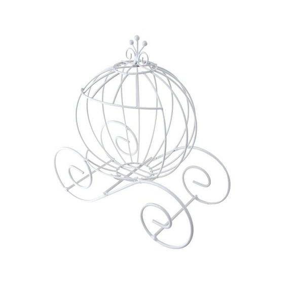 Metal Wire Pumpkin Coach, 12-Inch, White