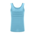 thumbnail image 3 of Stichou Women's Tank Tops Summer Sleeveless Top Crew Neck Basic Pleated Loose Fit Casual Tunic Blouses Blue XL, 3 of 5