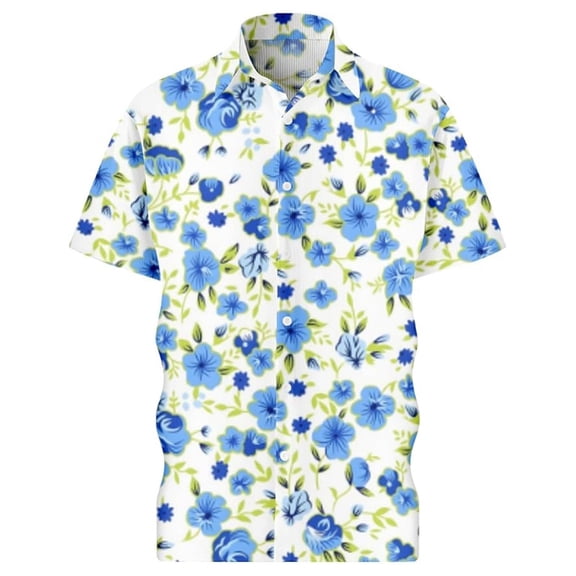 Conairie Polo Shirts for Mens Floral Print Moisture Wicking Performance Short Sleeve Golf Shirts Comfortable Summer Classic Work T-Shirt L