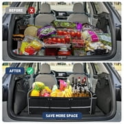 Cshidworld Car Trunk Storage Organizer, 4 in 1 Multi Compartment Collapsible Trunk Storage Box with Leakproof Insulated Cooler Bag for Car Truck SUV