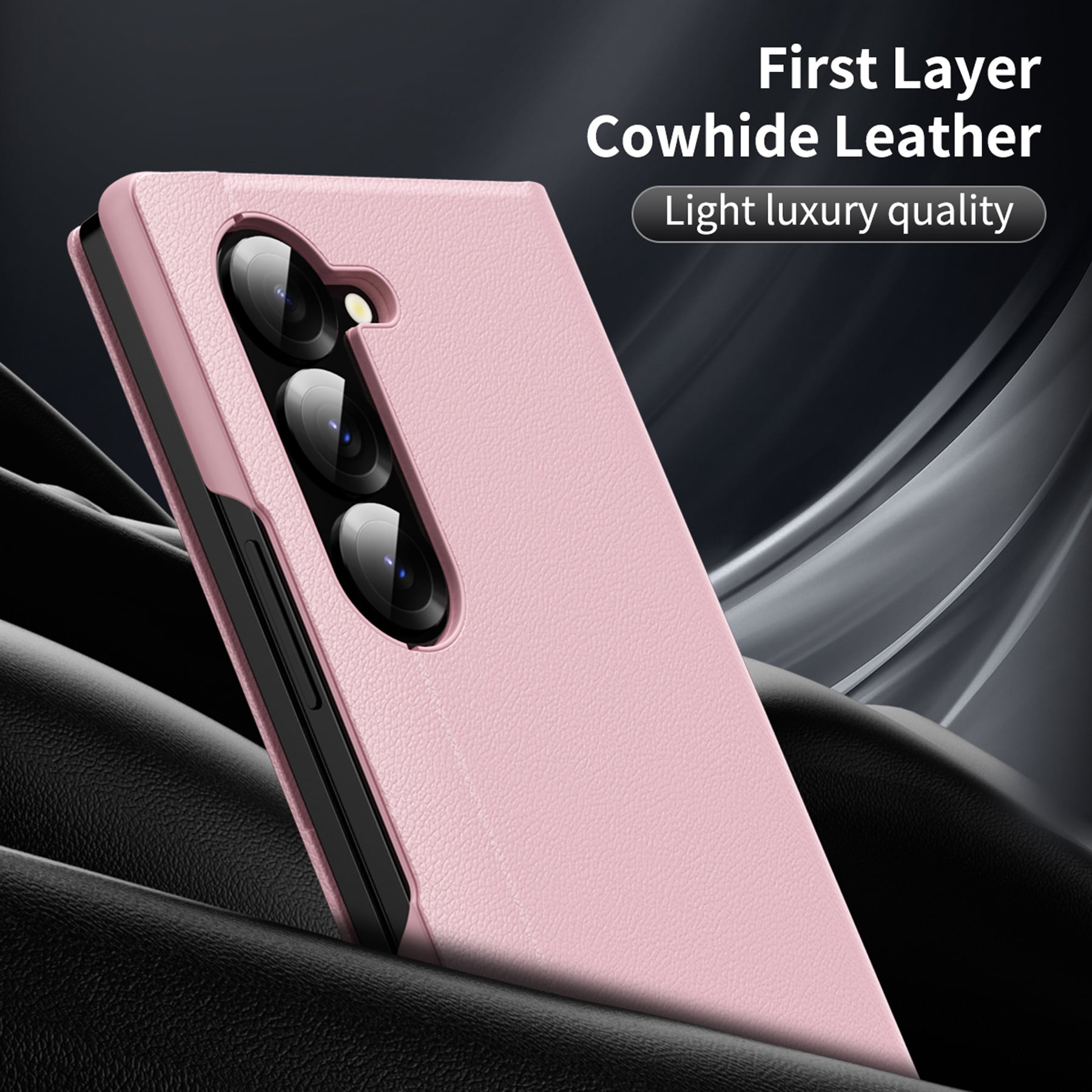 For Samsung Galaxy Z Fold 7 Case PU Leather Flip Case,With Intelligent Window,With Card Holder,Anti-fall Rugged Shockproof Protective Phone Case Cover for Samsung Galaxy Z Fold 7,Pink