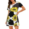 thumbnail image 1 of Easygdp Sunflowers Country Camisón de manga corta para mujer, informal, estampado, 1 of 6